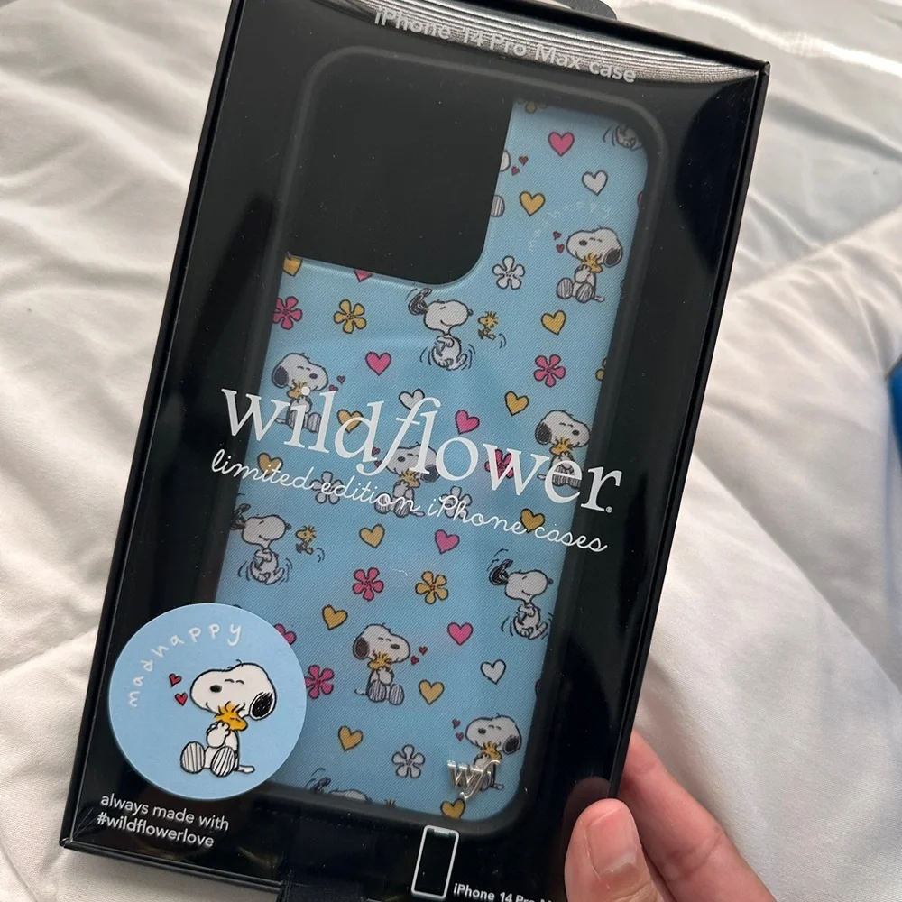 Wildflowers Snoopy Light Blue iPhone Case with Hearts & Flowers